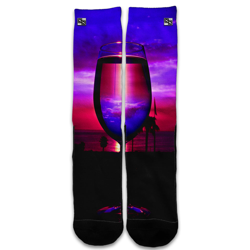  Tropical Sunset Wine Glass Universal Socks