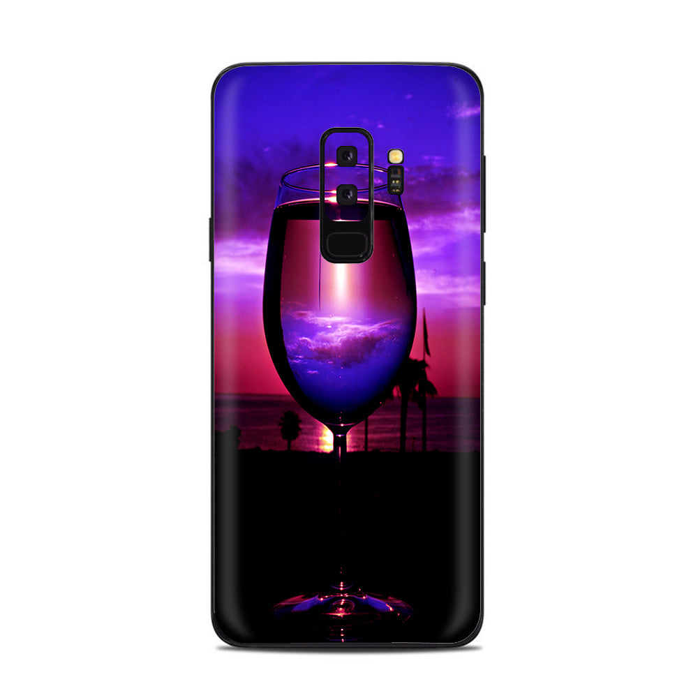  Tropical Sunset Wine Glass Samsung Galaxy S9 Plus Skin