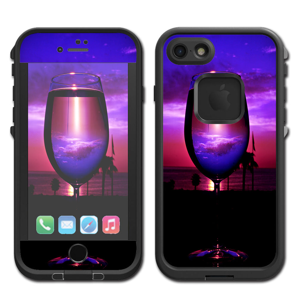  Tropical Sunset Wine Glass Lifeproof Fre iPhone 7 or iPhone 8 Skin