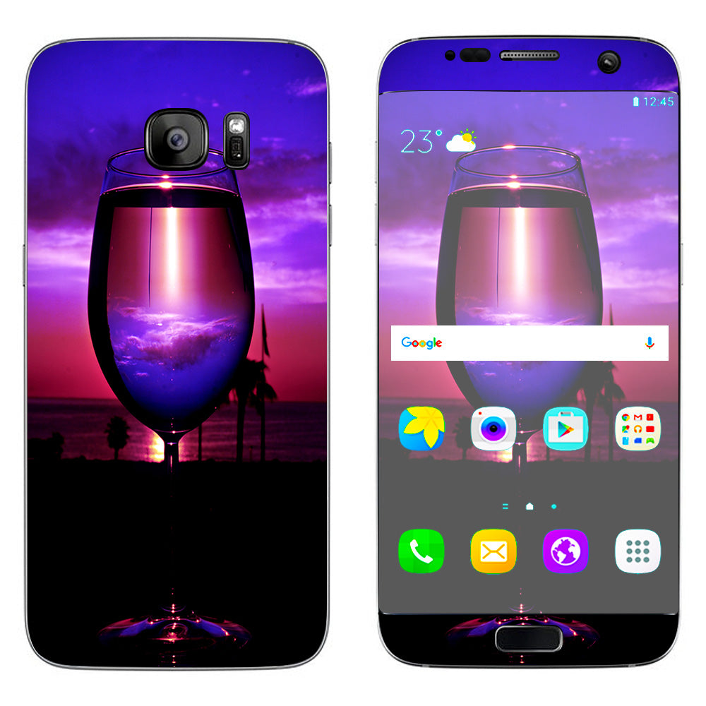  Tropical Sunset Wine Glass Samsung Galaxy S7 Edge Skin