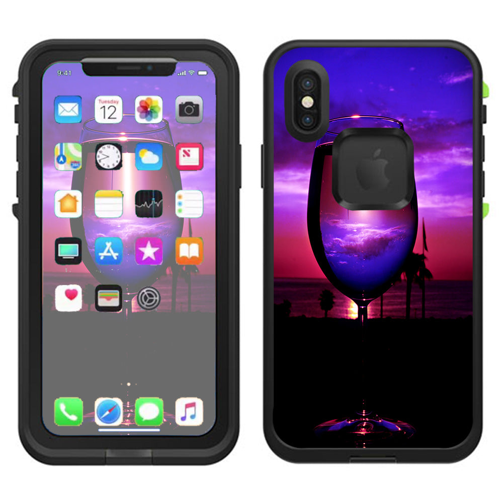  Tropical Sunset Wine Glass Lifeproof Fre Case iPhone X Skin