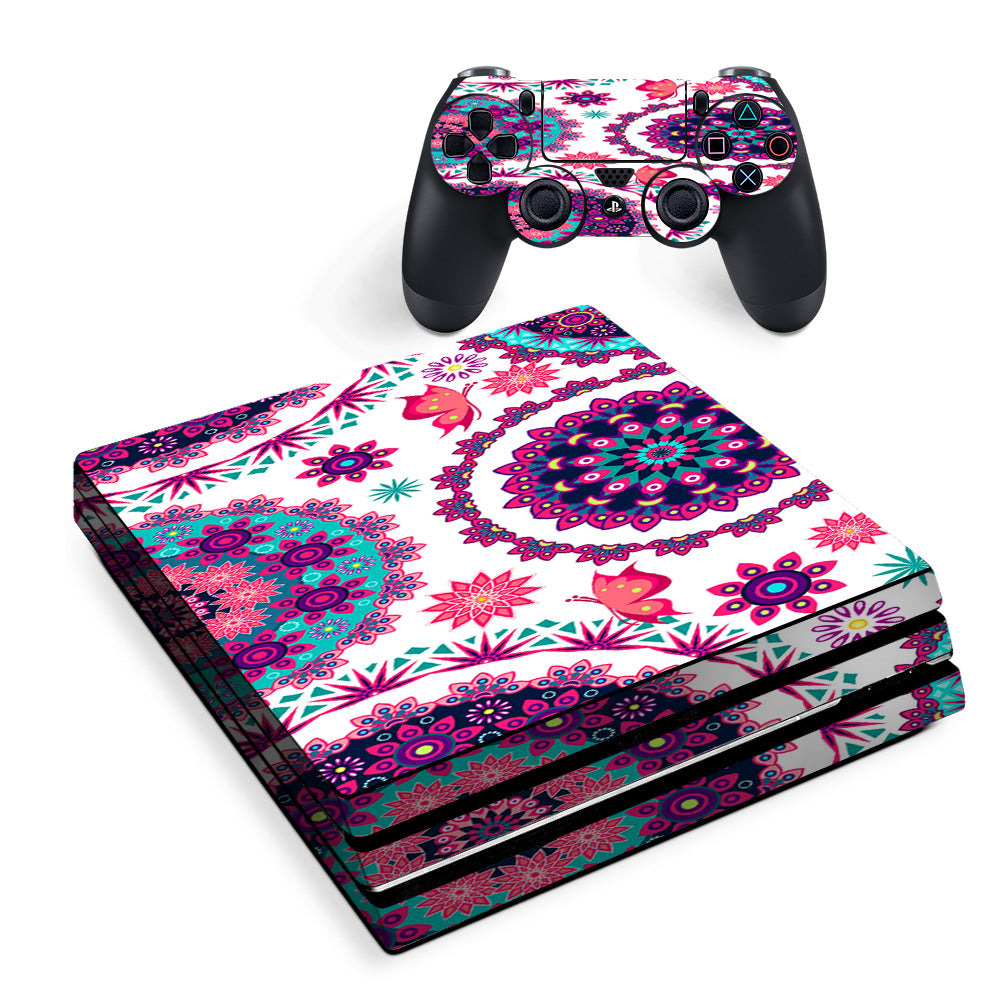 Skin Decal Vinyl Wrap For Playstation Ps4 Pro Console & Controller Stickers Skins Cover/ Flowers Paisley Butterfly Mandala Sony PS4 Pro Skin