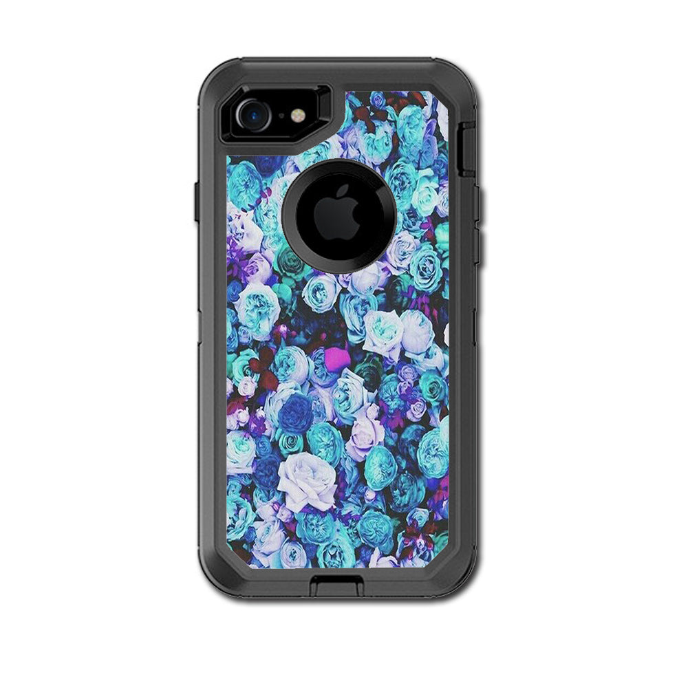  Blue Roses Floral Pattern Otterbox Defender iPhone 7 or iPhone 8 Skin
