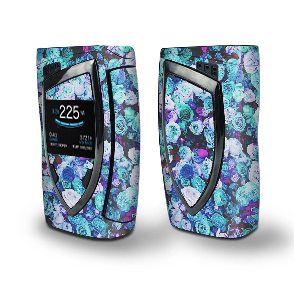 Skin Decal Vinyl Wrap for Smok Devilkin Kit 225w Vape (includes TFV12 Prince Tank Skins) skins cover/ Blue Roses Floral Pattern