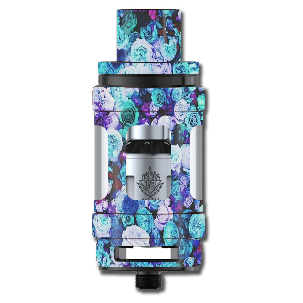  Blue Roses Floral Pattern Smok TFV12 Tank Skin