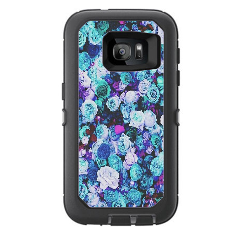  Blue Roses Floral Pattern Otterbox Defender Samsung Galaxy S7 Skin