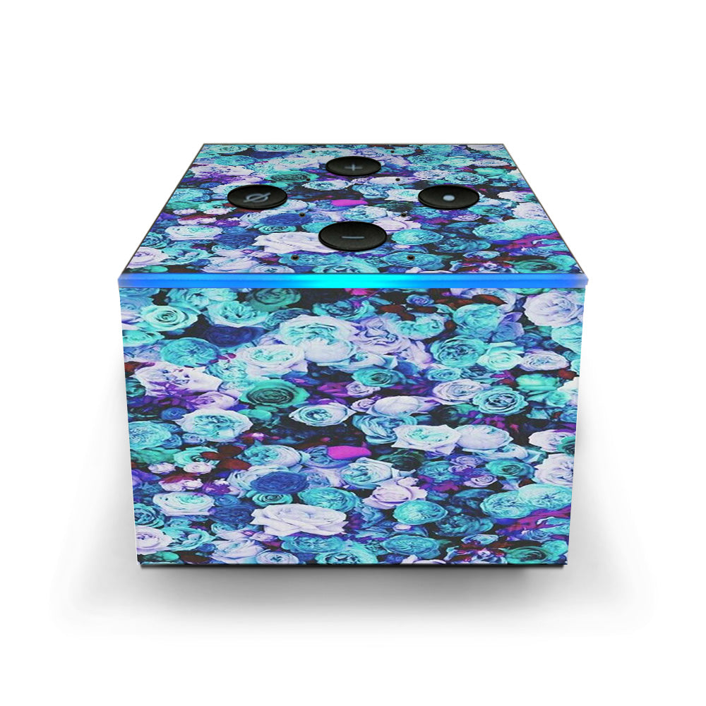  Blue Roses Floral Pattern Amazon Fire TV Cube Skin