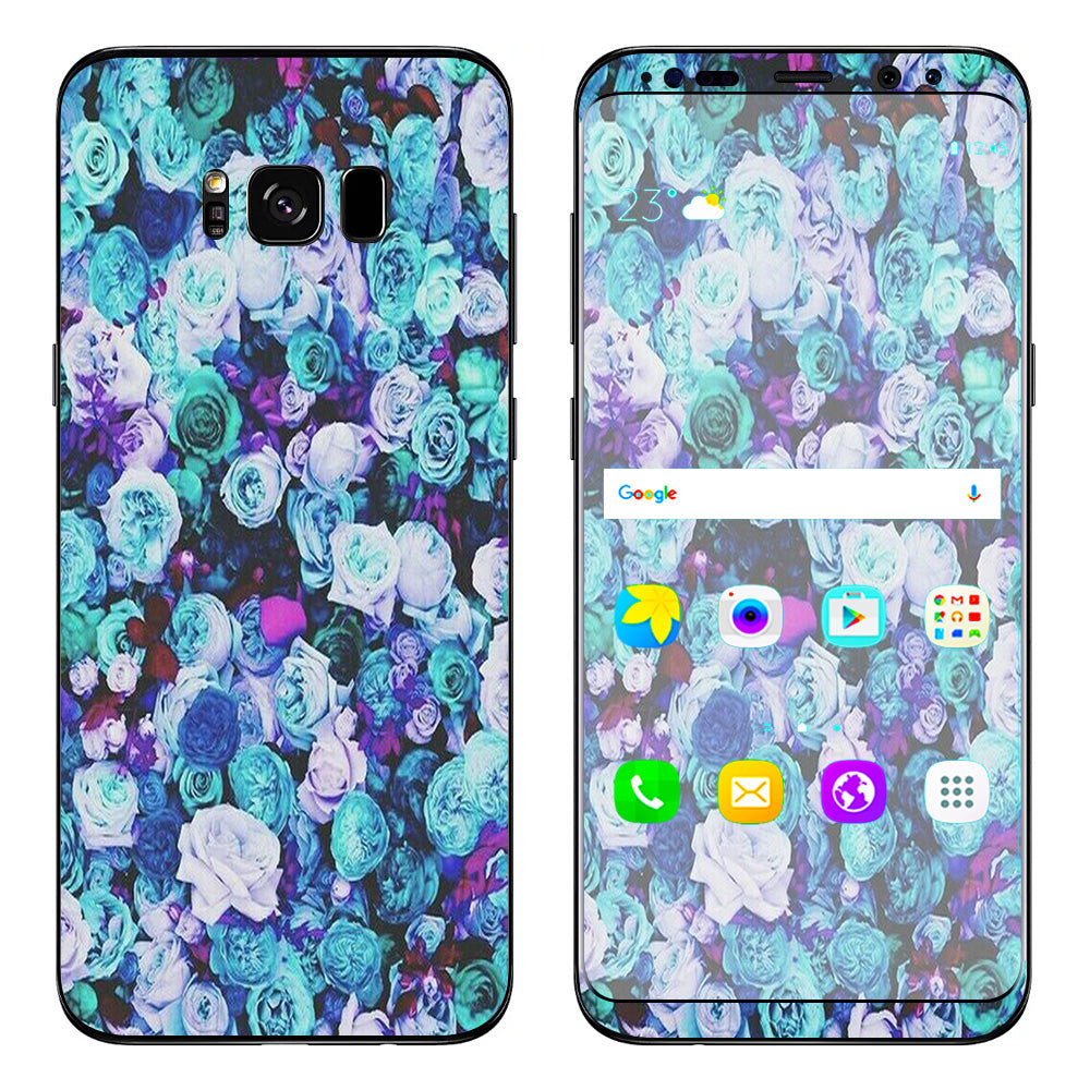  Blue Roses Floral Pattern Samsung Galaxy S8 Skin