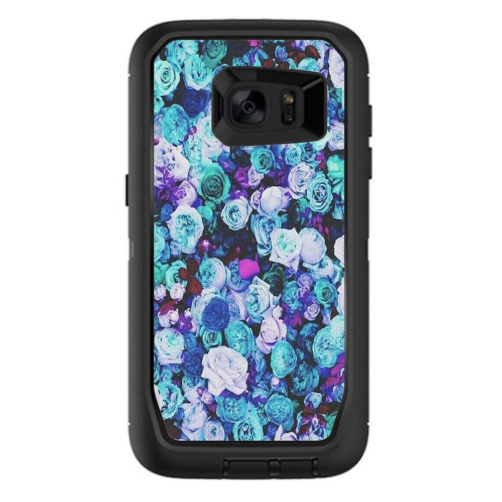  Blue Roses Floral Pattern Otterbox Defender Samsung Galaxy S7 Edge Skin