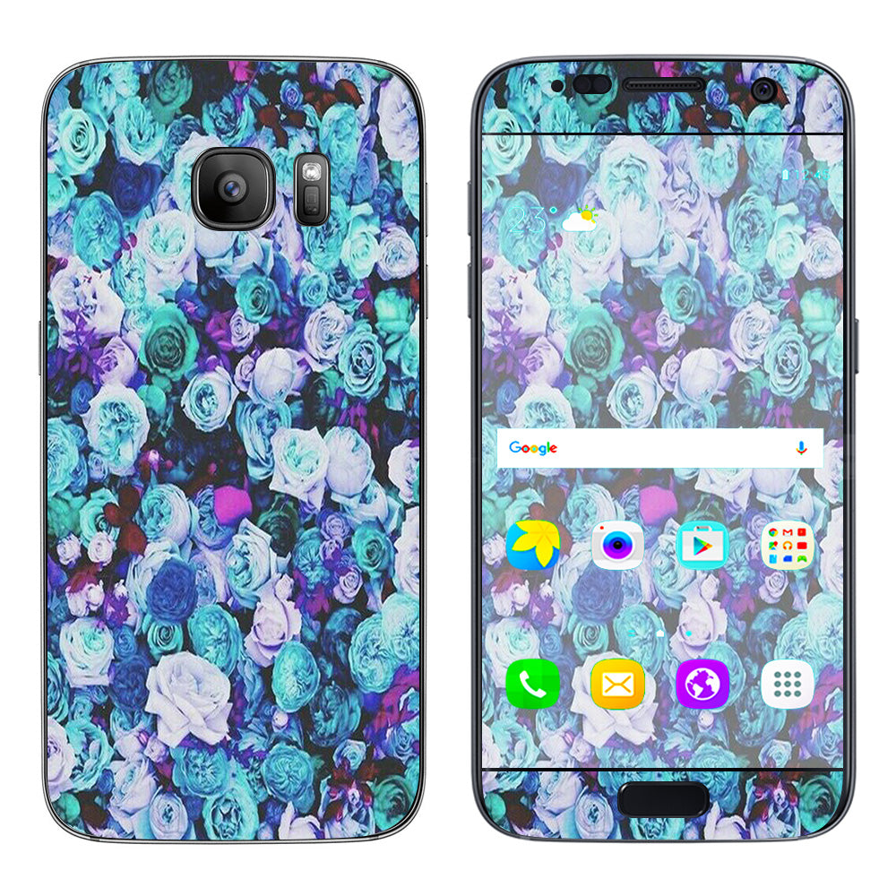  Blue Roses Floral Pattern Samsung Galaxy S7 Skin