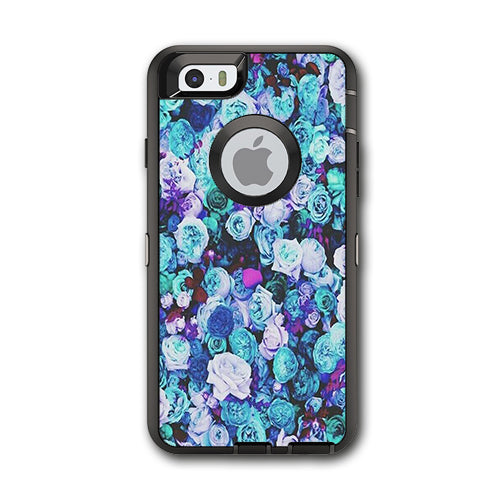  Blue Roses Floral Pattern Otterbox Defender iPhone 6 Skin