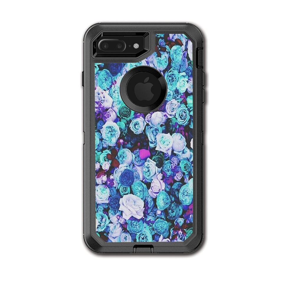  Blue Roses Floral Pattern Otterbox Defender iPhone 7+ Plus or iPhone 8+ Plus Skin