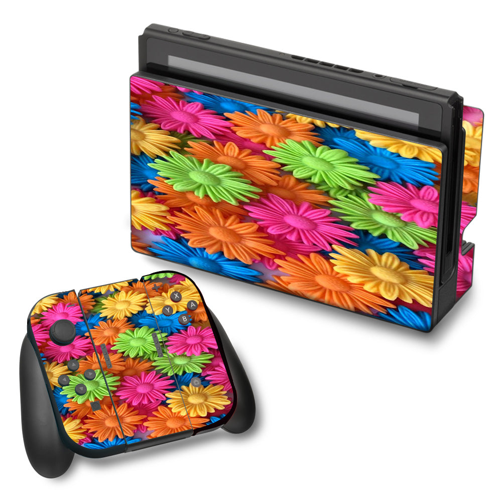  Colorful Wax Daisies Flowers Nintendo Switch Skin