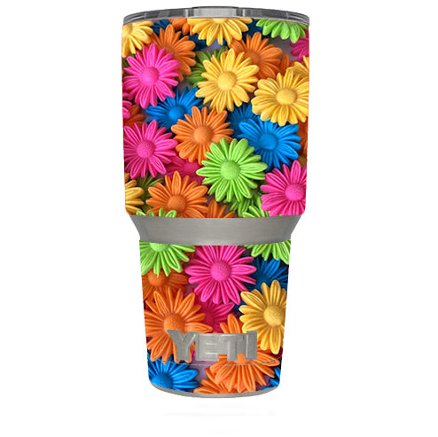  Colorful Wax Daisies Flowers Yeti 30oz Rambler Tumbler Skin