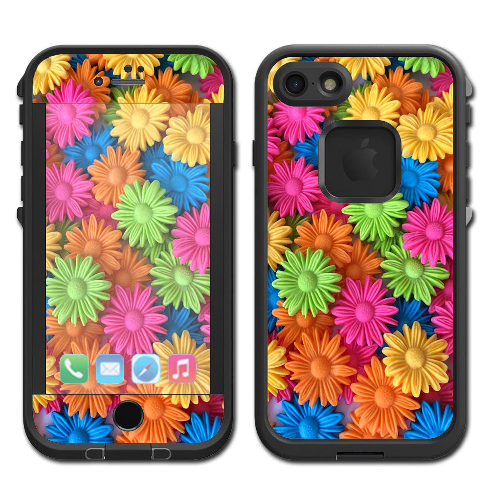  Colorful Wax Daisies Flowers Lifeproof Fre iPhone 7 or iPhone 8 Skin