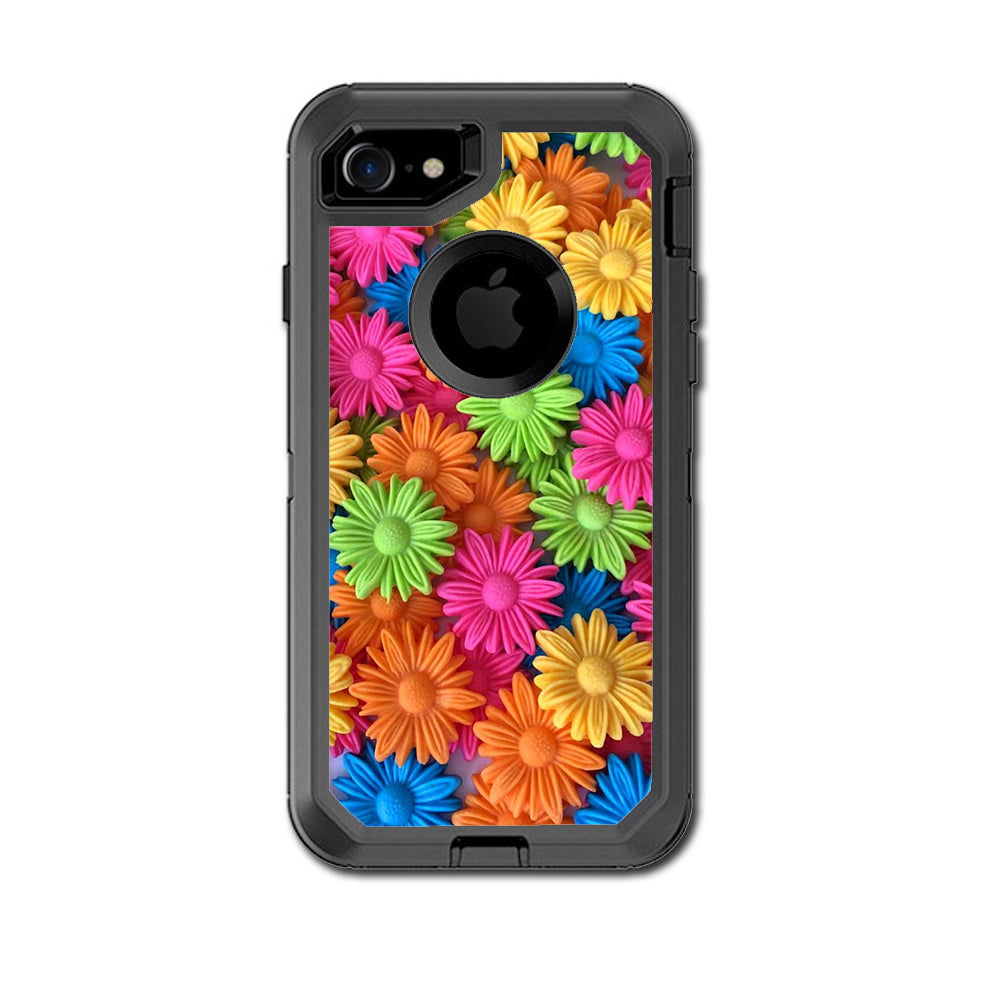  Colorful Wax Daisies Flowers Otterbox Defender iPhone 7 or iPhone 8 Skin