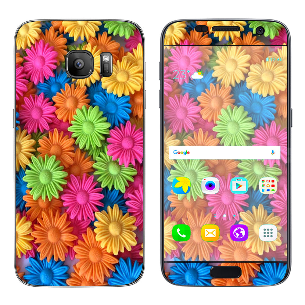  Colorful Wax Daisies Flowers Samsung Galaxy S7 Skin