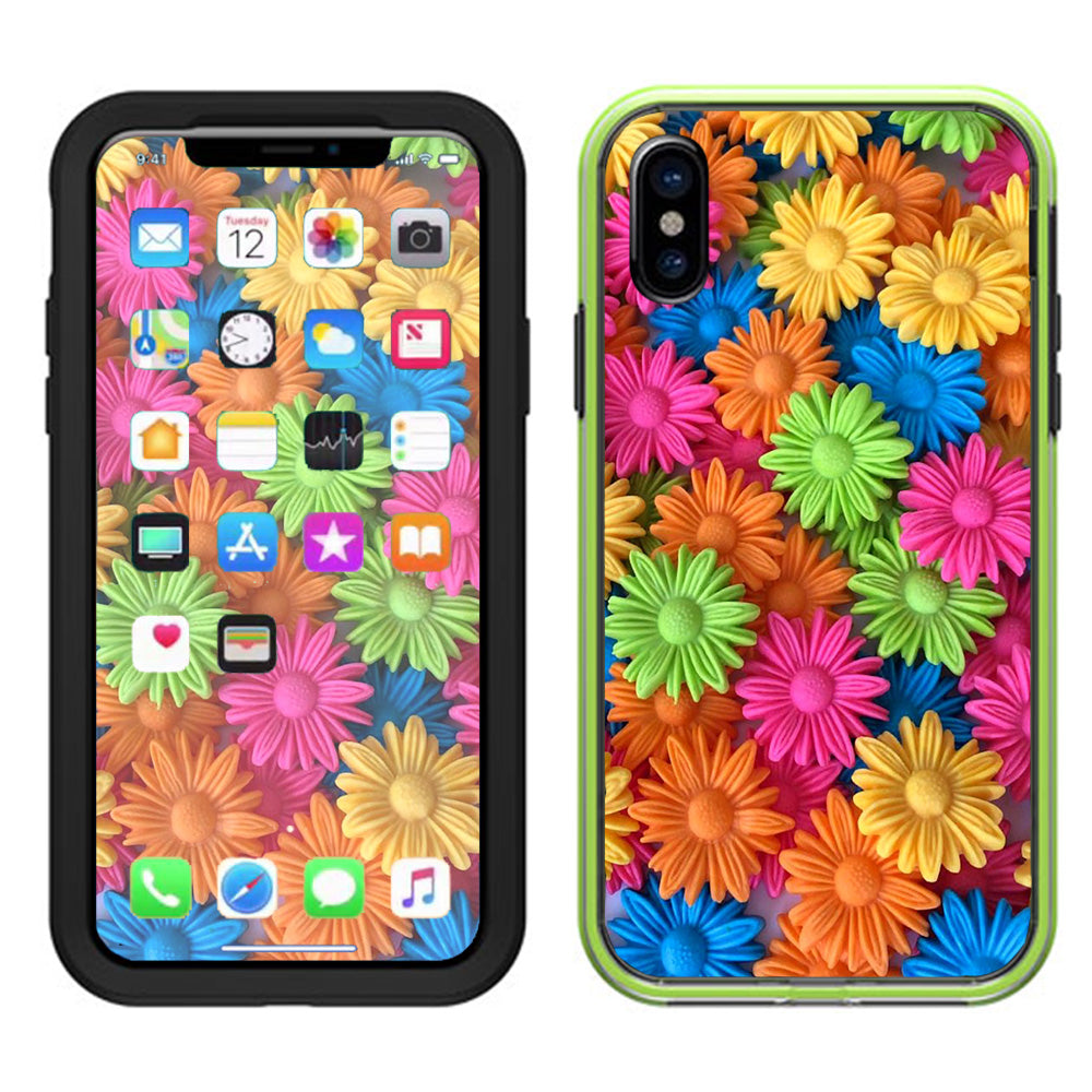  Colorful Wax Daisies Flowers Lifeproof Slam Case iPhone X Skin