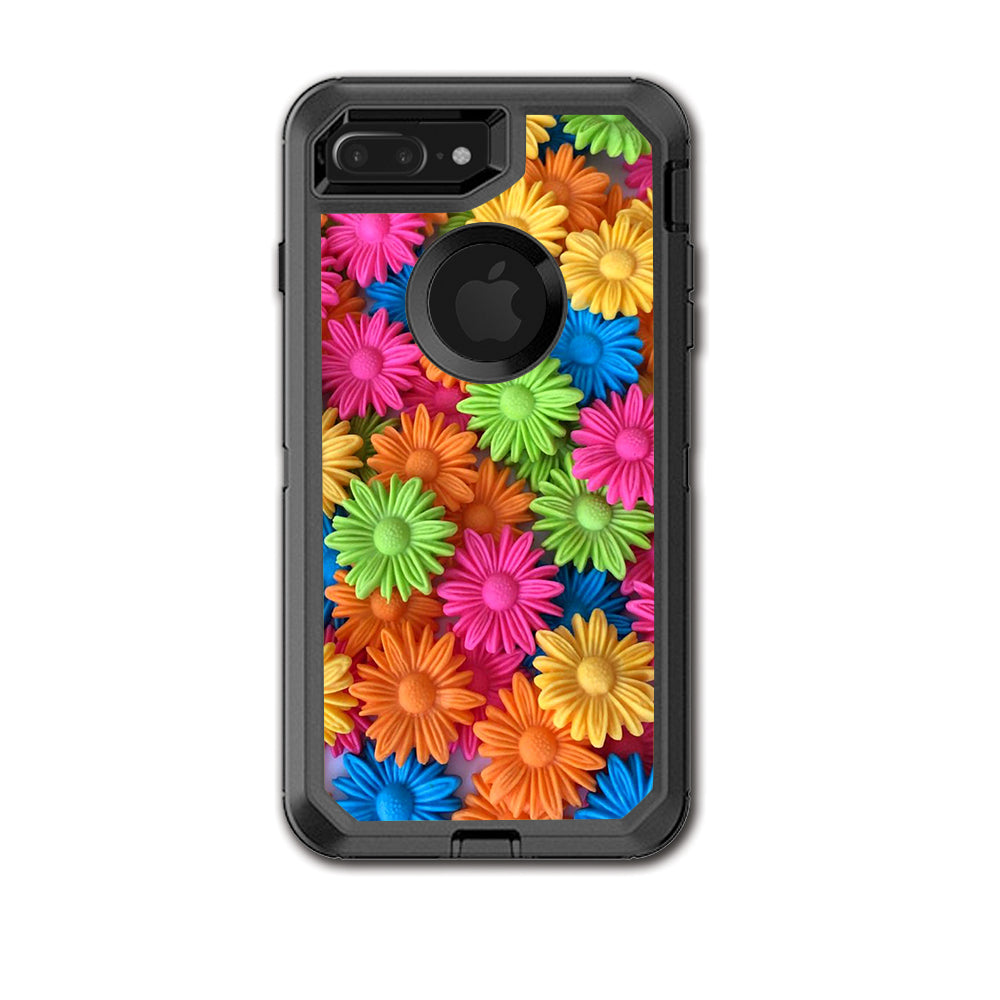  Colorful Wax Daisies Flowers Otterbox Defender iPhone 7+ Plus or iPhone 8+ Plus Skin