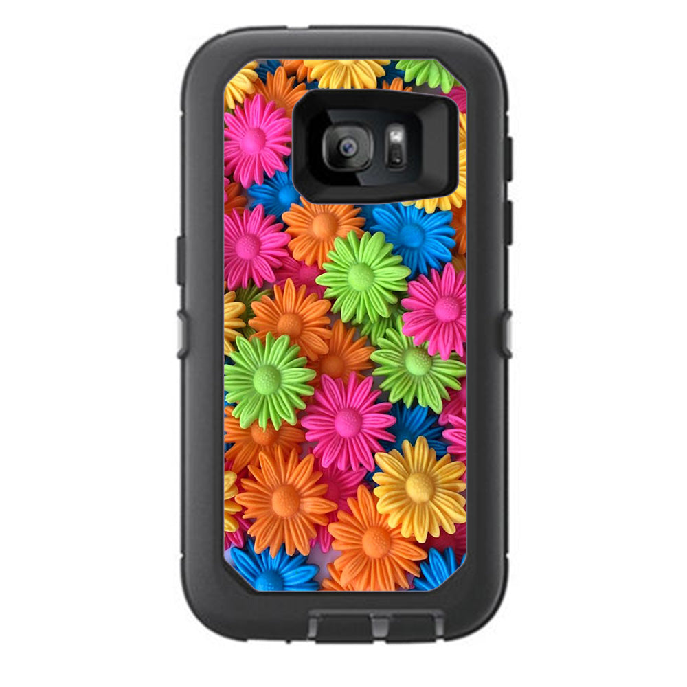  Colorful Wax Daisies Flowers Otterbox Defender Samsung Galaxy S7 Skin