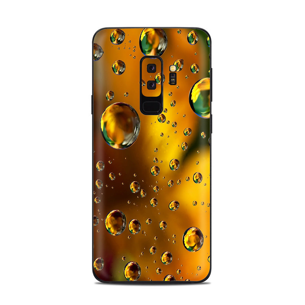  Gold Water Drops Droplets Samsung Galaxy S9 Plus Skin