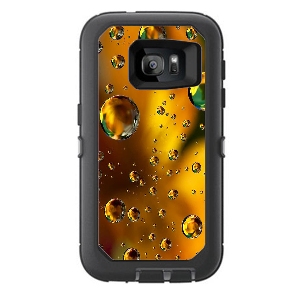  Gold Water Drops Droplets Otterbox Defender Samsung Galaxy S7 Skin