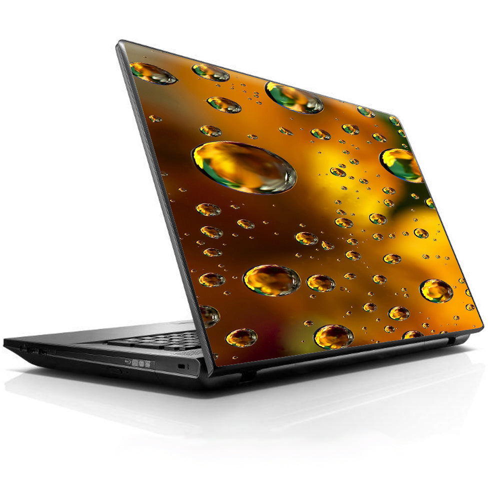  Gold Water Drops Droplets Universal 13 to 16 inch wide laptop Skin