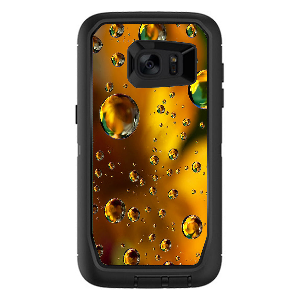  Gold Water Drops Droplets Otterbox Defender Samsung Galaxy S7 Edge Skin