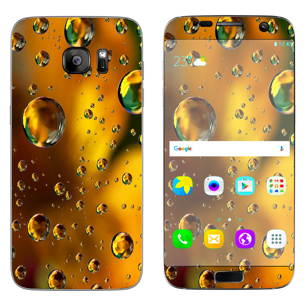  Gold Water Drops Droplets Samsung Galaxy S7 Edge Skin