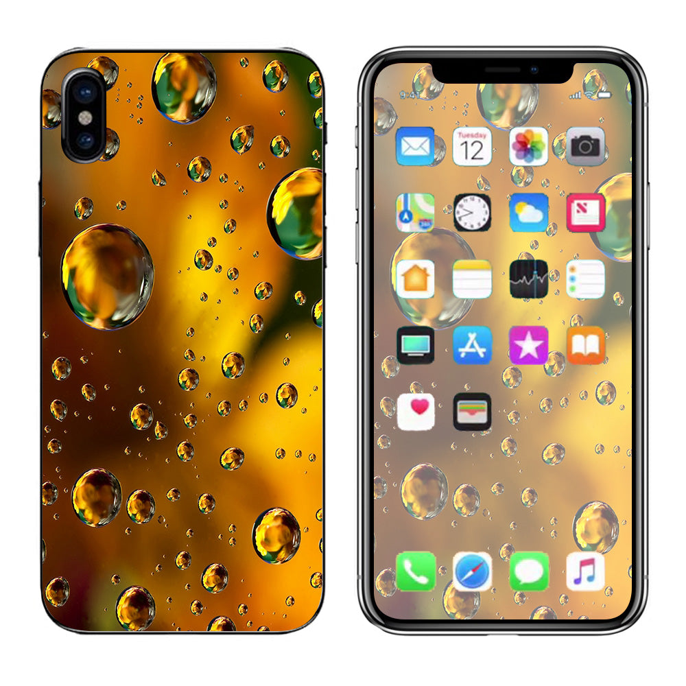  Gold Water Drops Droplets Apple iPhone X Skin