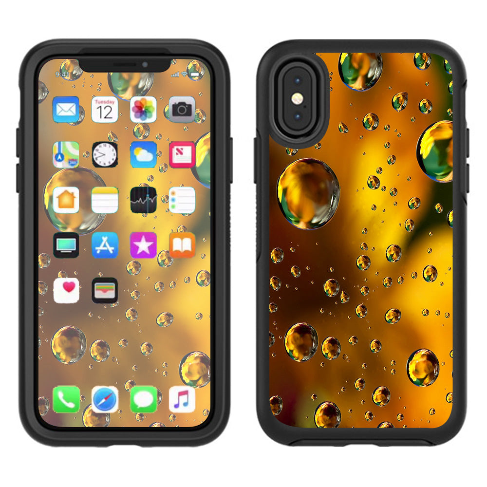  Gold Water Drops Droplets Otterbox Defender Apple iPhone X Skin