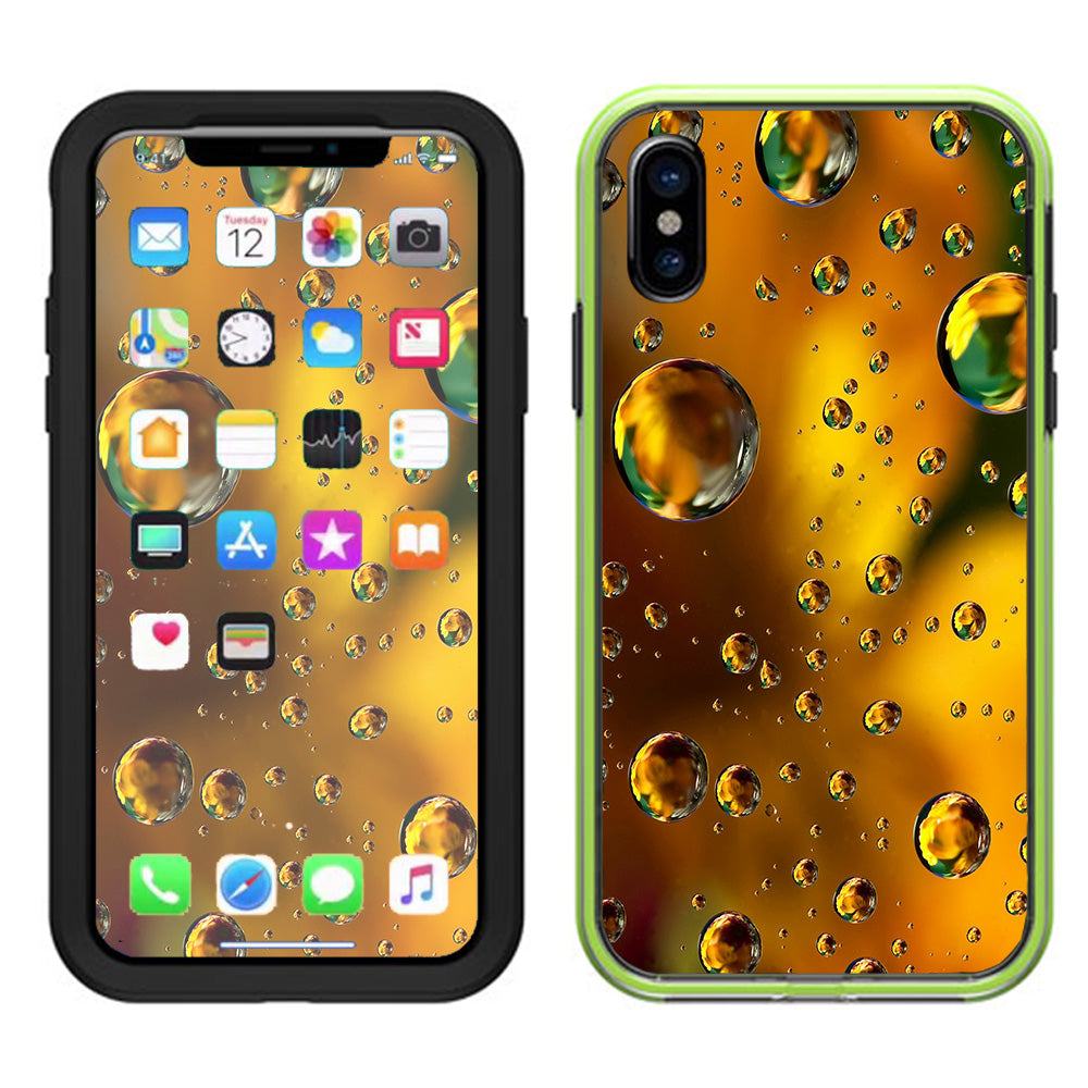  Gold Water Drops Droplets Lifeproof Slam Case iPhone X Skin