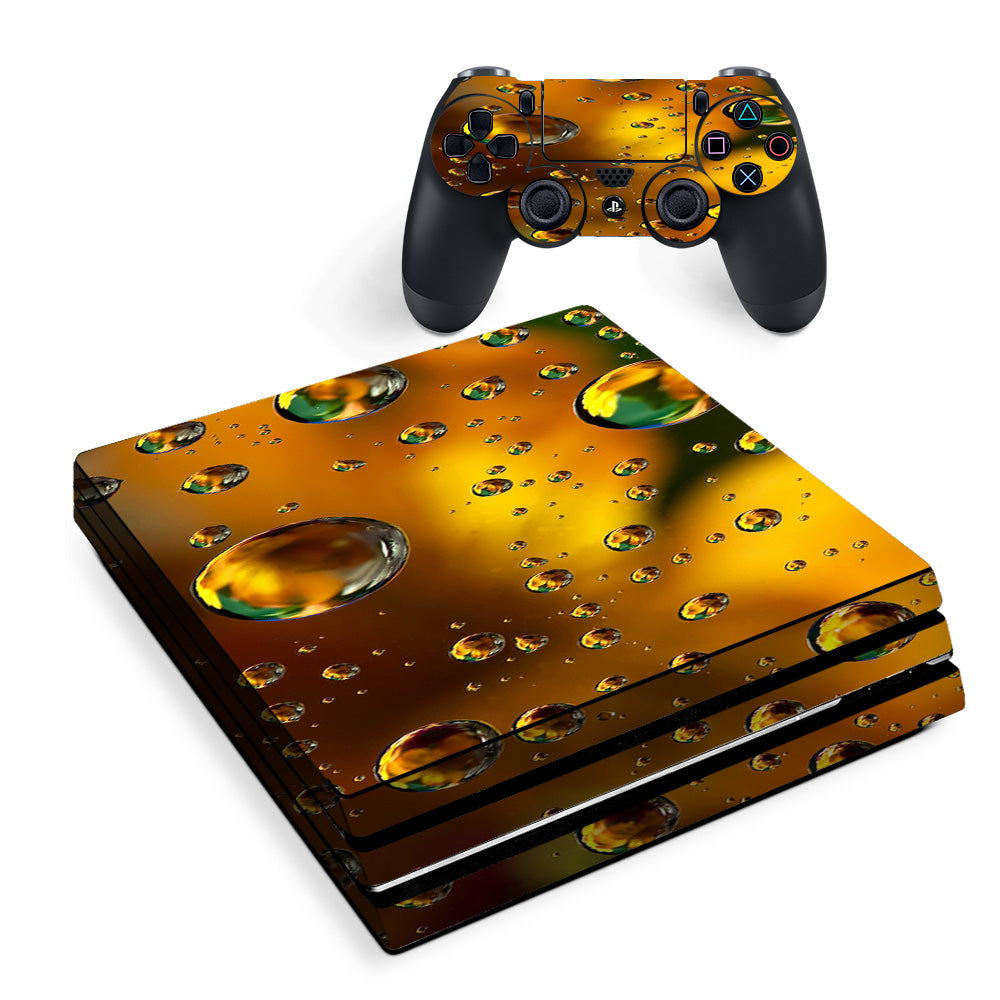 Skin Decal Vinyl Wrap For Playstation Ps4 Pro Console & Controller Stickers Skins Cover/ Gold Water Drops Droplets Sony PS4 Pro Skin