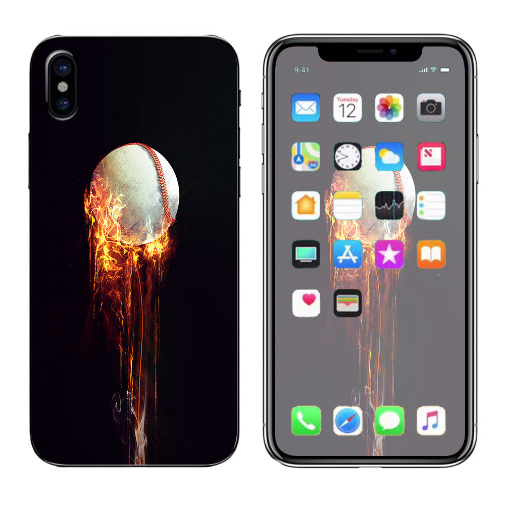  Fireball Baseball Flames  Apple iPhone X Skin