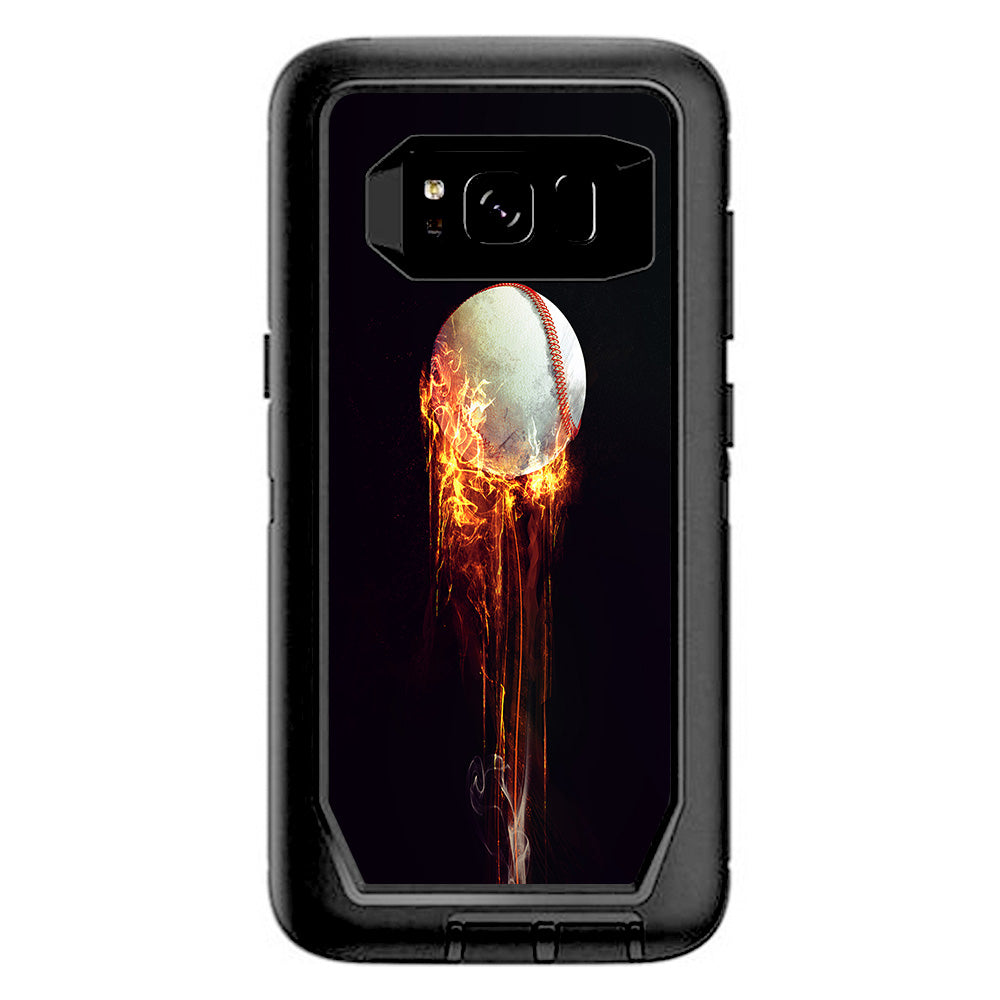  Fireball Baseball Flames  Otterbox Defender Samsung Galaxy S8 Skin