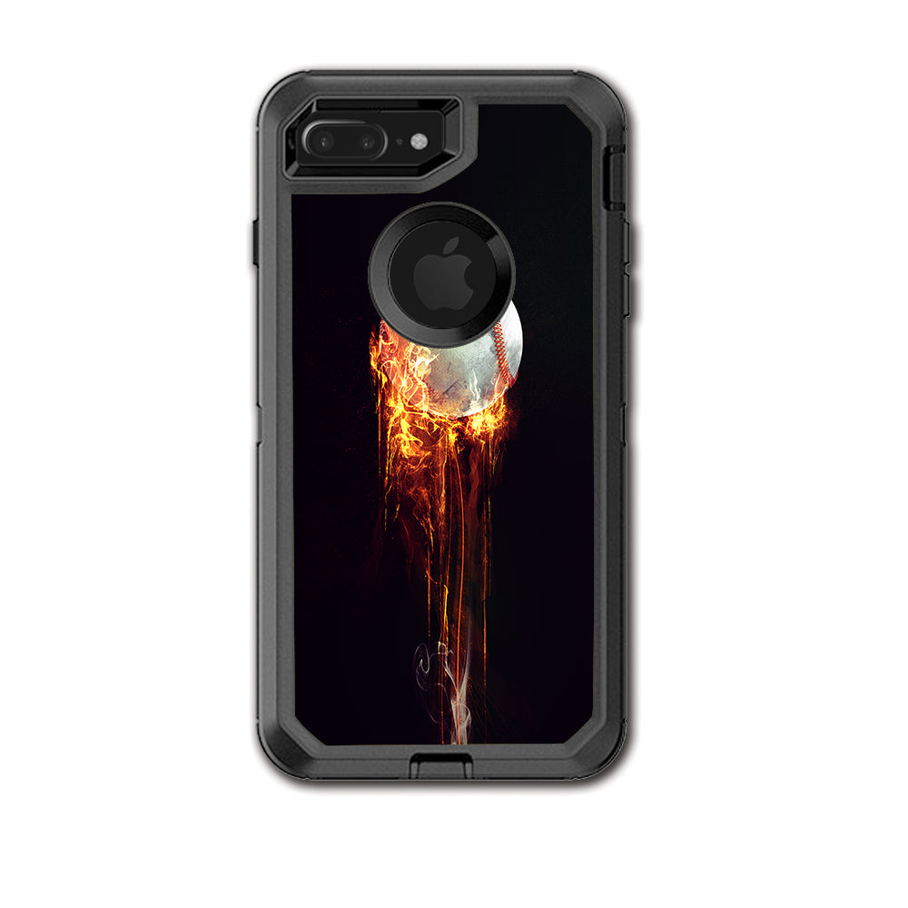  Fireball Baseball Flames Otterbox Defender iPhone 7+ Plus or iPhone 8+ Plus Skin
