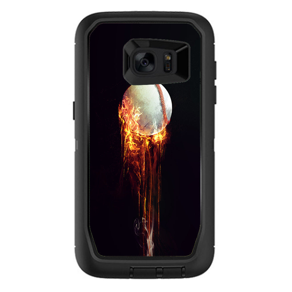  Fireball Baseball Flames Otterbox Defender Samsung Galaxy S7 Edge Skin