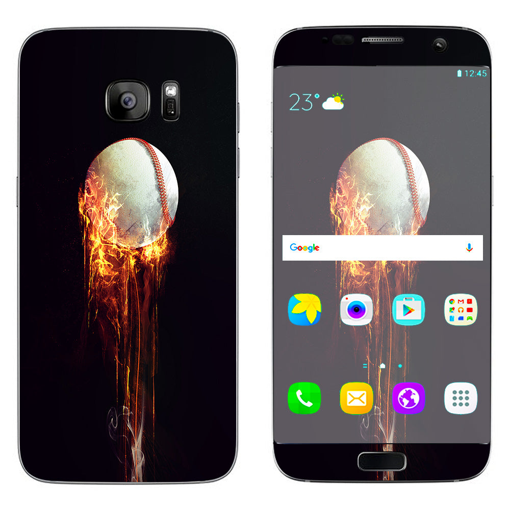  Fireball Baseball Flames  Samsung Galaxy S7 Edge Skin