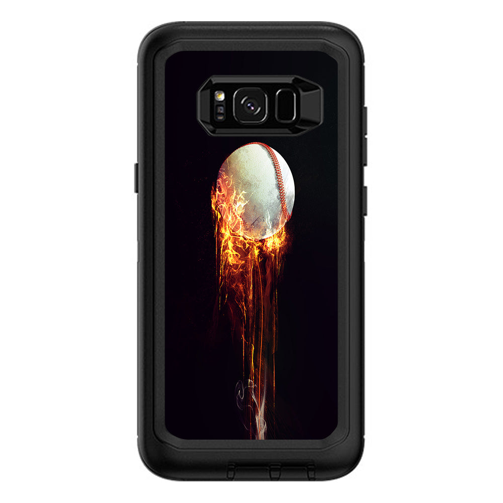  Fireball Baseball Flames  Otterbox Defender Samsung Galaxy S8 Plus Skin