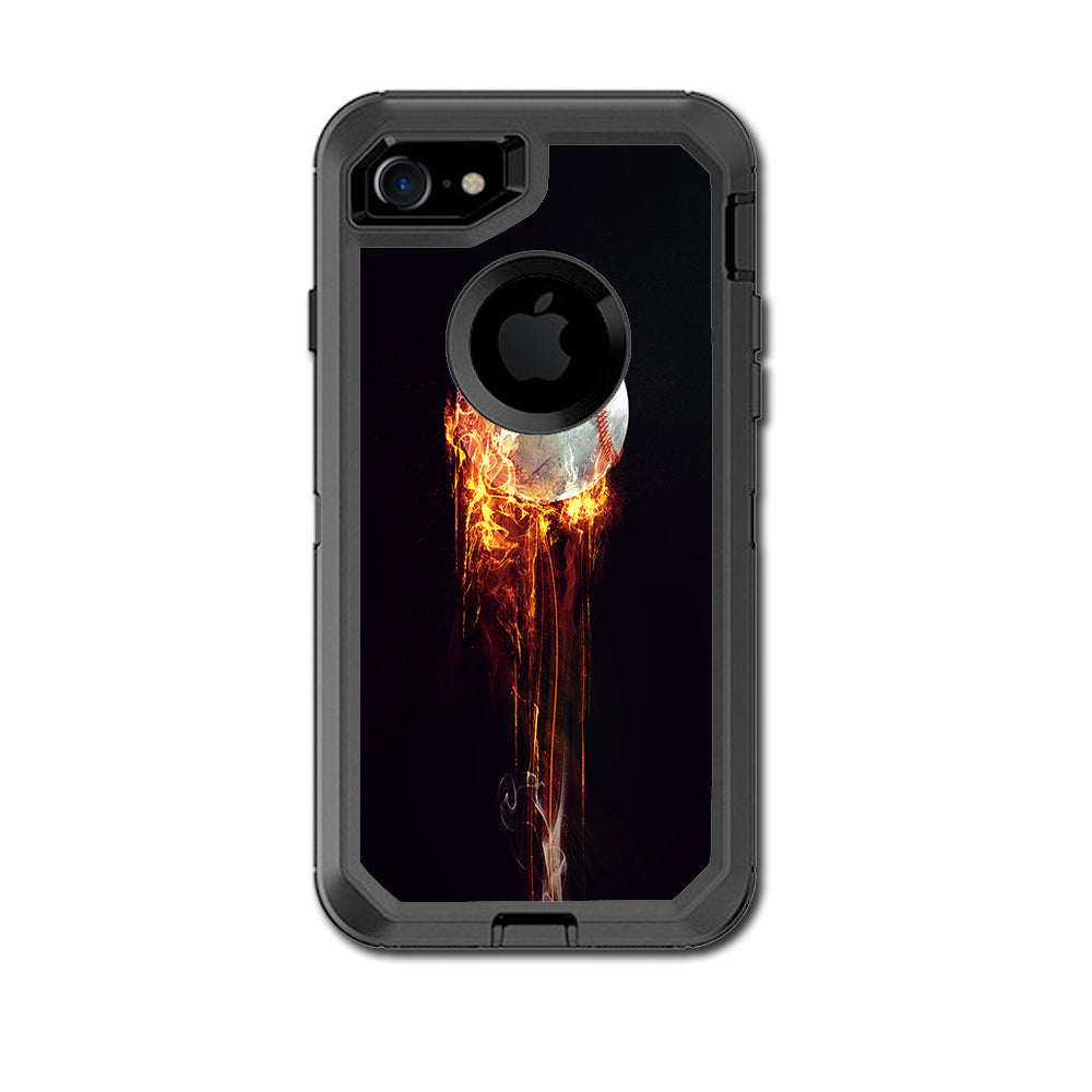  Fireball Baseball Flames Otterbox Defender iPhone 7 or iPhone 8 Skin