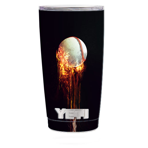  Fireball Baseball Flames Yeti 20oz Rambler Tumbler Skin