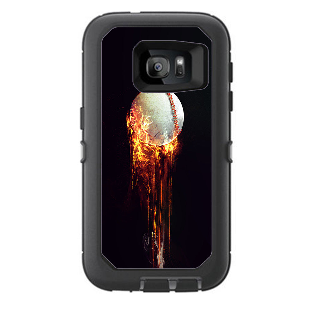  Fireball Baseball Flames Otterbox Defender Samsung Galaxy S7 Skin