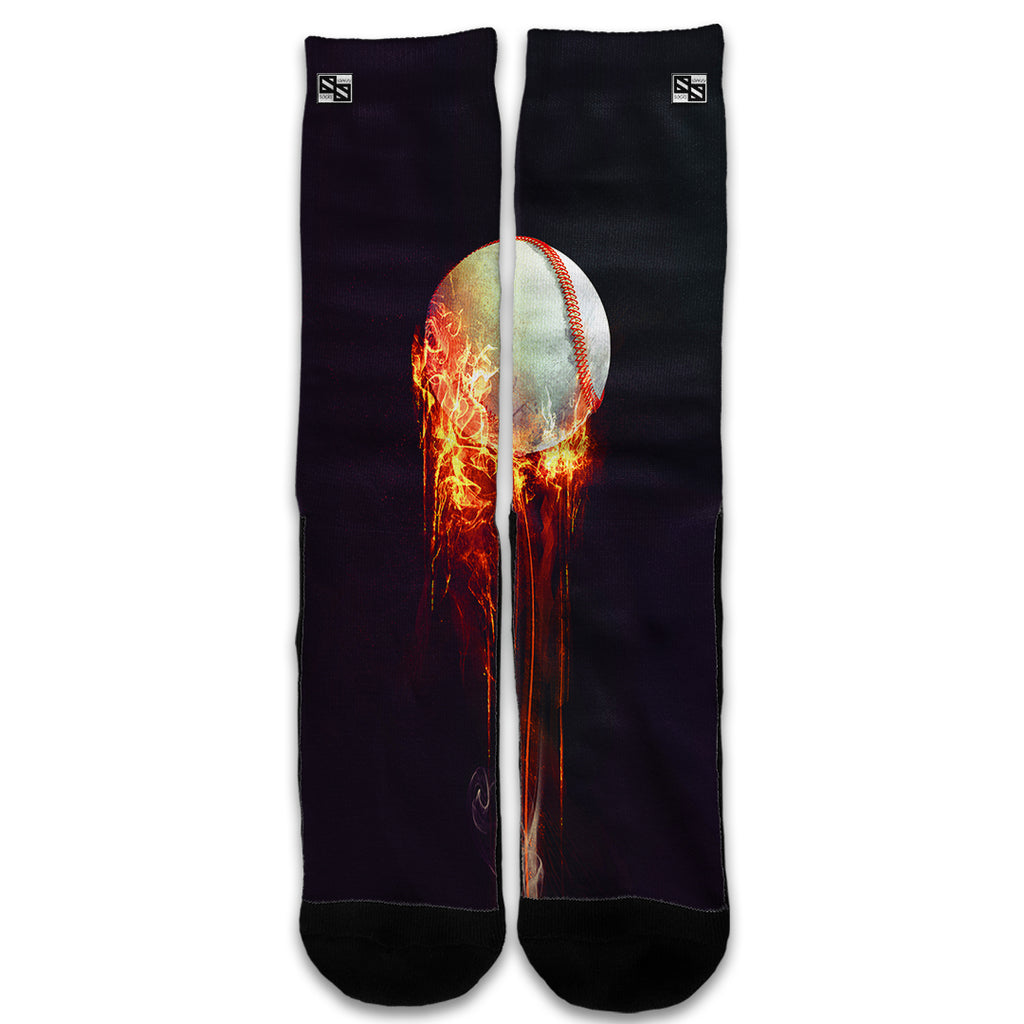 Fireball Baseball Flames Universal Socks