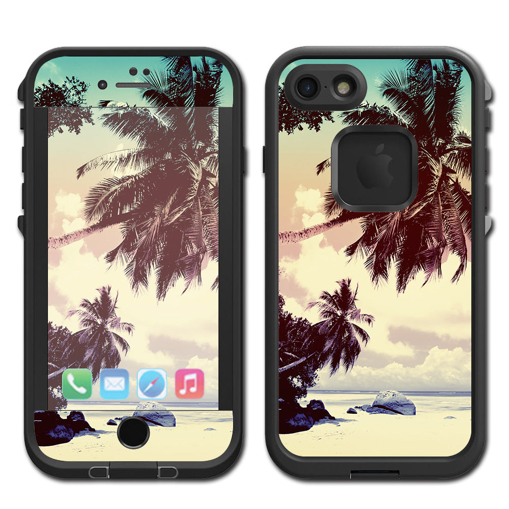  Faded Beach Palm Tree Tropical Lifeproof Fre iPhone 7 or iPhone 8 Skin