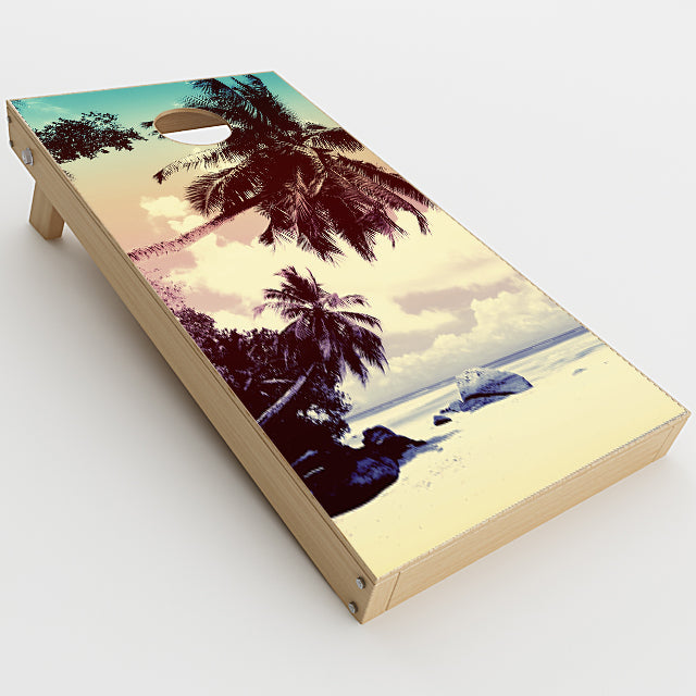  Faded Beach Palm Tree Tropical Cornhole Game Boards  Skin
