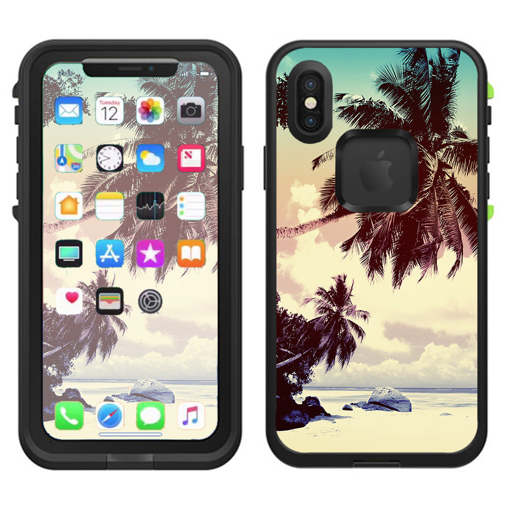  Faded Beach Palm Tree Tropical Lifeproof Fre Case iPhone X Skin