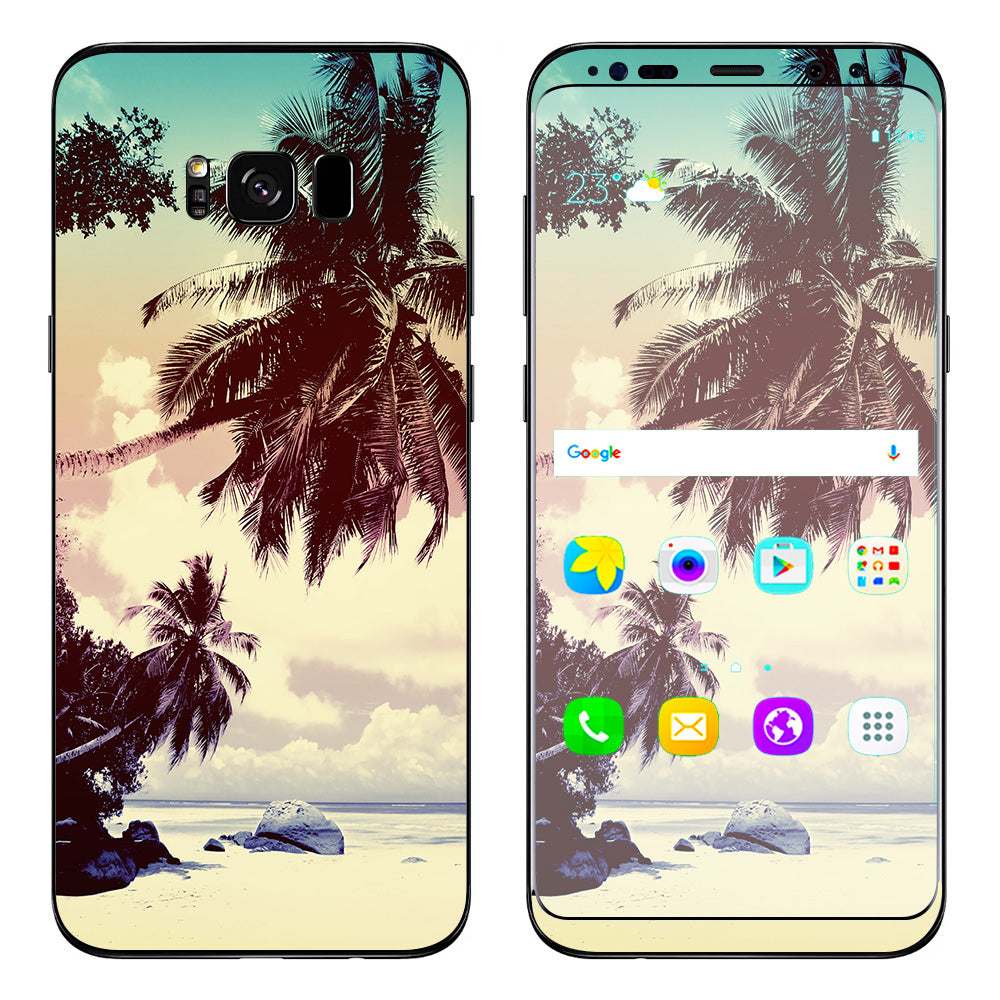  Faded Beach Palm Tree Tropical Samsung Galaxy S8 Skin