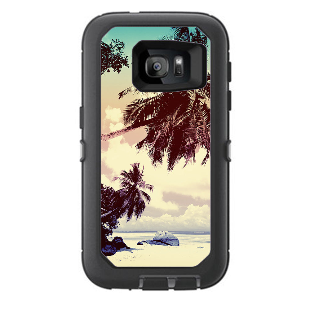  Faded Beach Palm Tree Tropical Otterbox Defender Samsung Galaxy S7 Skin