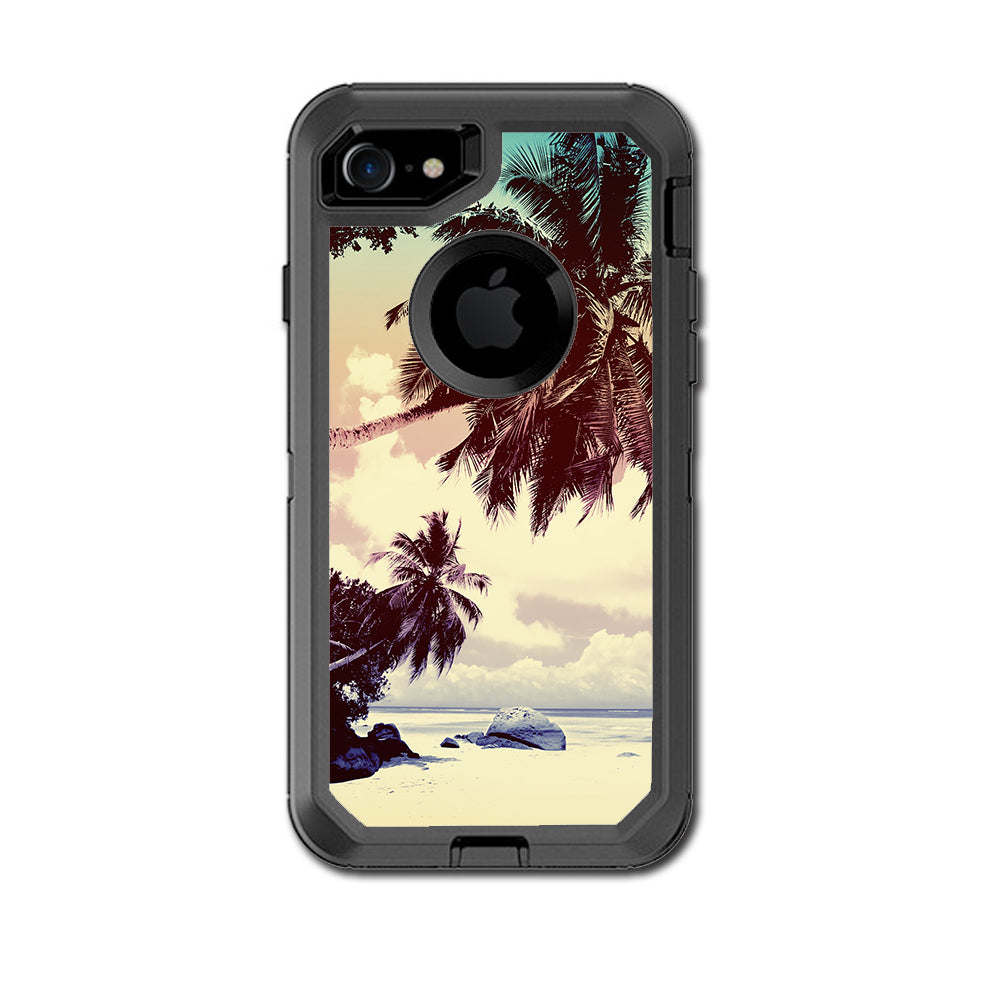  Faded Beach Palm Tree Tropical Otterbox Defender iPhone 7 or iPhone 8 Skin