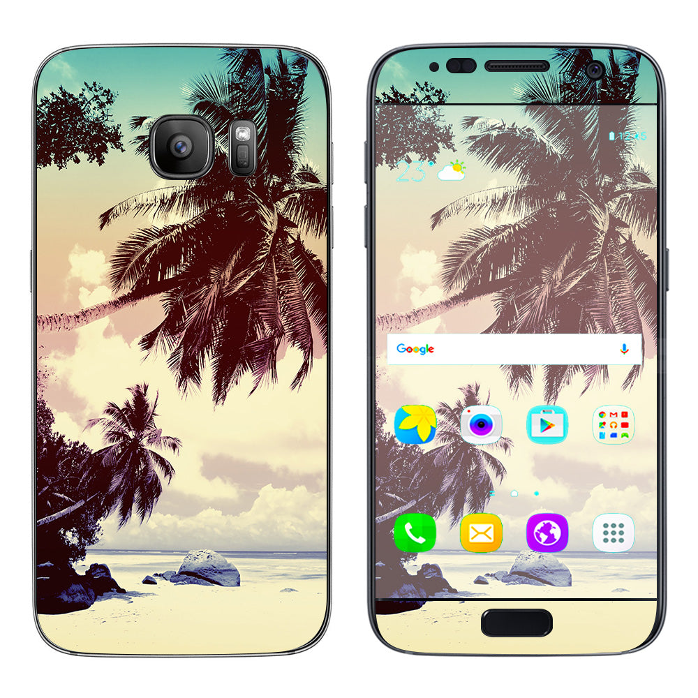  Faded Beach Palm Tree Tropical Samsung Galaxy S7 Skin